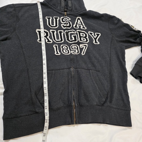 Y2K Usa Rugby Mens Full Zip Hoodie Sweater Size 2XL Embroidered 90S Grunge - Picture 5 of 7